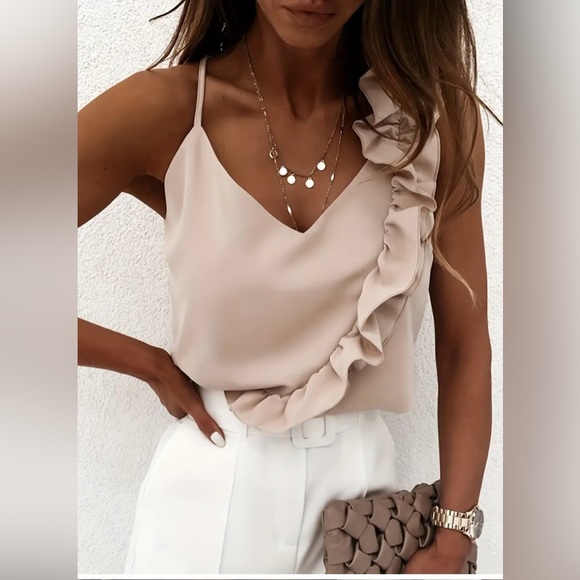 Vici Tops - HOST PICK🛍💖💕 Silky Ruffle Trim Camisole
